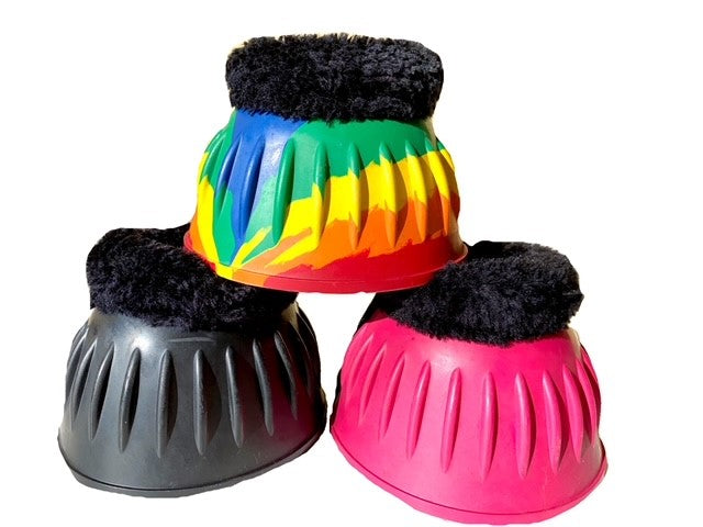 Fur Topped Rubber Bell Boots Velcro Fastening