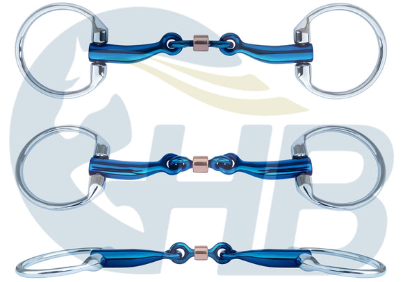 Copper Roller Anatomic Eggbutt Snaffle Titanium Blue