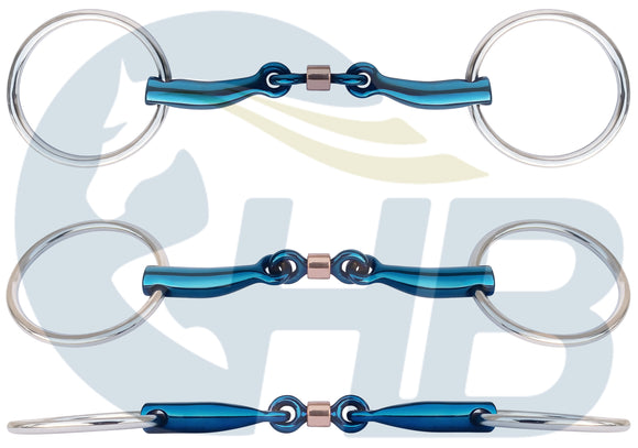 Copper Roller Anatomic Loose Ring Snaffle Titanium Blue