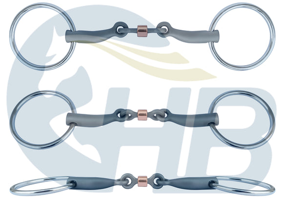 Copper Roller Anatomic Loose Ring Snaffle Grey Metal