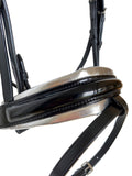 Black Leather Hanoverian Bridle - Silver Padding