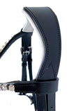 Black Leather Hanoverian Bridle - White Padding