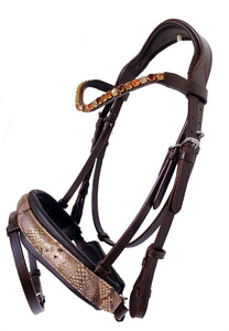 Brown Crank Flash Bridle - Croc Noseband