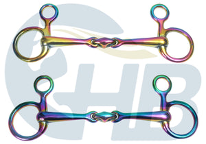 Double Jointed Hanging Cheek Baucher BIt - Rainbow