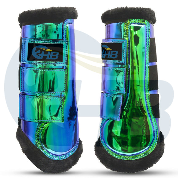 Green Holographic Brush Boots