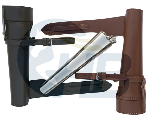 Riders Hip Flask with Leather Case - brown or black leather options
