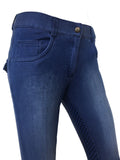 Ladies Denim Full Seat Silicone Print Breeches