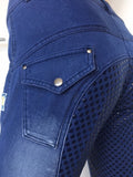 Ladies Denim Full Seat Silicone Print Breeches