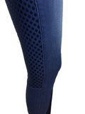 Ladies Denim Full Seat Silicone Print Breeches