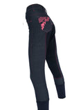 Ladies Denim Full Seat Breeches  - Pink Details