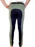 Mens Two-Tone Jodhpurs - Olive Green/Black