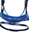 Black Leather Hanoverian Bridle - Blue Trim