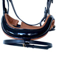 Black Leather Hanoverian Bridle - Tan Padding