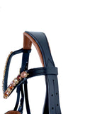 Black Leather Hanoverian Bridle - Tan Padding