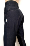 Ladies High Waist Denim Breeches  - Suede Grip Knee