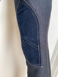 Ladies High Waist Denim Breeches  - Suede Grip Knee