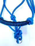 Braided Detail Rope Halter and Lead - Blue with Black