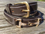 Crystal Bit Belt - Tan or Chocolate Brown Leather Options