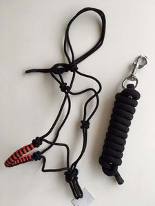 Braided Nose Rope Halter and Lead - Black/Red