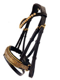 Gold Crank Flash Bridle - Croc Noseband