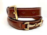 Crystal Bit Belt - Tan or Chocolate Brown Leather Options