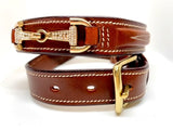 Crystal Bit Belt - Tan or Chocolate Brown Leather Options