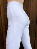 Ladies Full Seat Silicone Grip Riding Tight - White or Beige