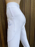 Ladies Full Seat Silicone Grip Riding Tight - White or Beige