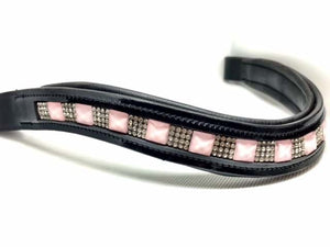 Square Crystal Patent Leather Browband - Various Colours
