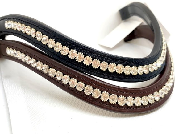 Swarovski Crystal Browband - Brown or Black Leather