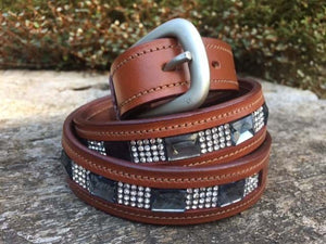 Tan Leather Crystal Belt