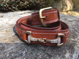 Crystal Bit Belt - Tan or Chocolate Brown Leather Options