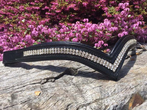 V-Shaped Crystal Browband - Various Leather Colours