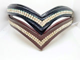 V-Shaped Crystal Browband - Various Leather Colours