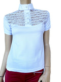 Ladies Lace Front Show Shirt - White or Navy